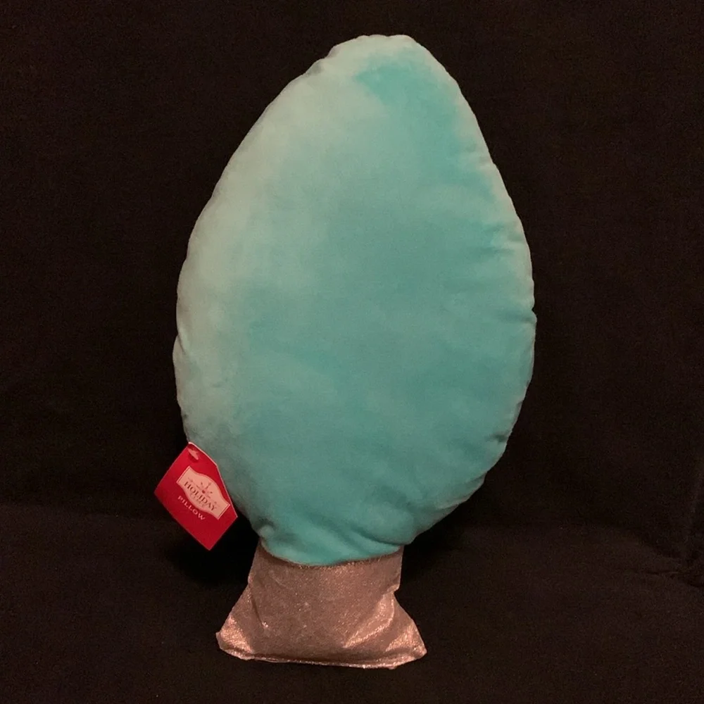 Blue Christmas Lights Lightbulb shaped accent pillow NWT